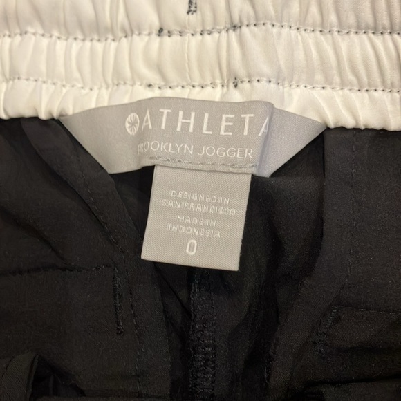 Athleta | EUC Brooklyn Luxe Black With White Stripes Joggers Drawstring Sz 0 - Picture 5 of 7